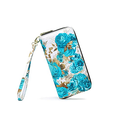 LOVESHE Wallet For Women(CambridgeBlue-Flower)