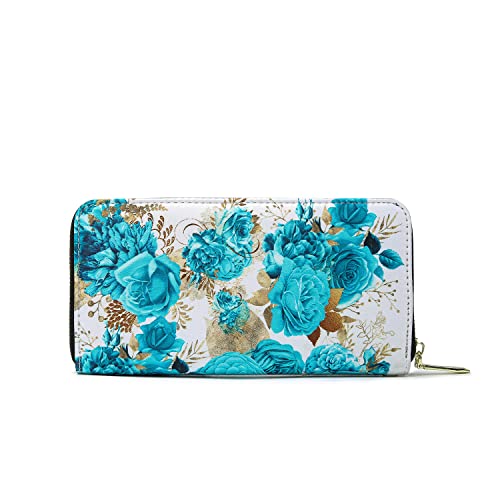 LOVESHE Wallet For Women(CambridgeBlue-Flower)