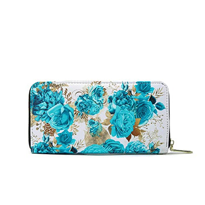 LOVESHE Wallet For Women(CambridgeBlue-Flower)