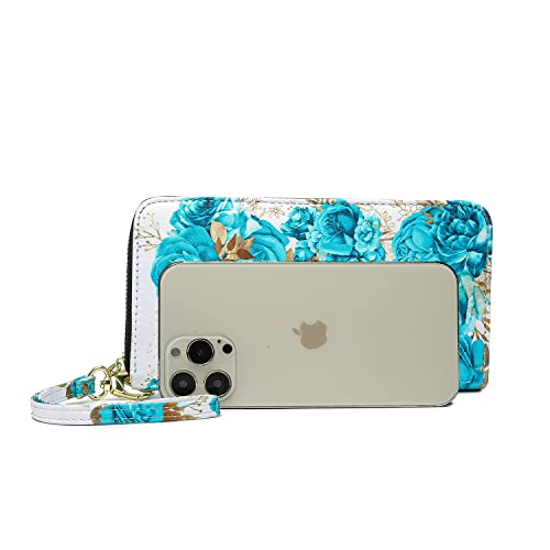 LOVESHE Wallet For Women(CambridgeBlue-Flower)