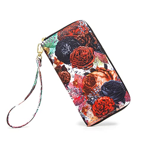 LOVESHE Wallet For Women(Red-Flower)